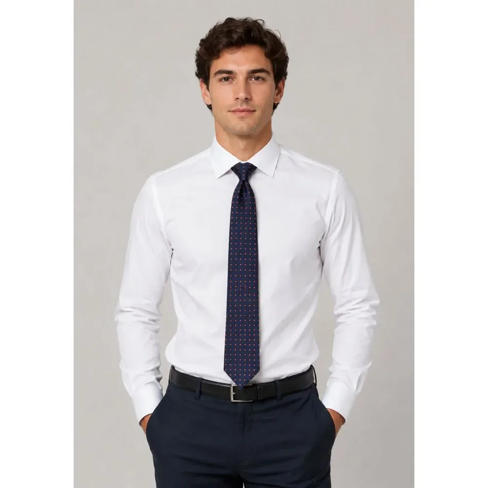 Tommy Hilfiger Navy Polka-dot Polyester Tie